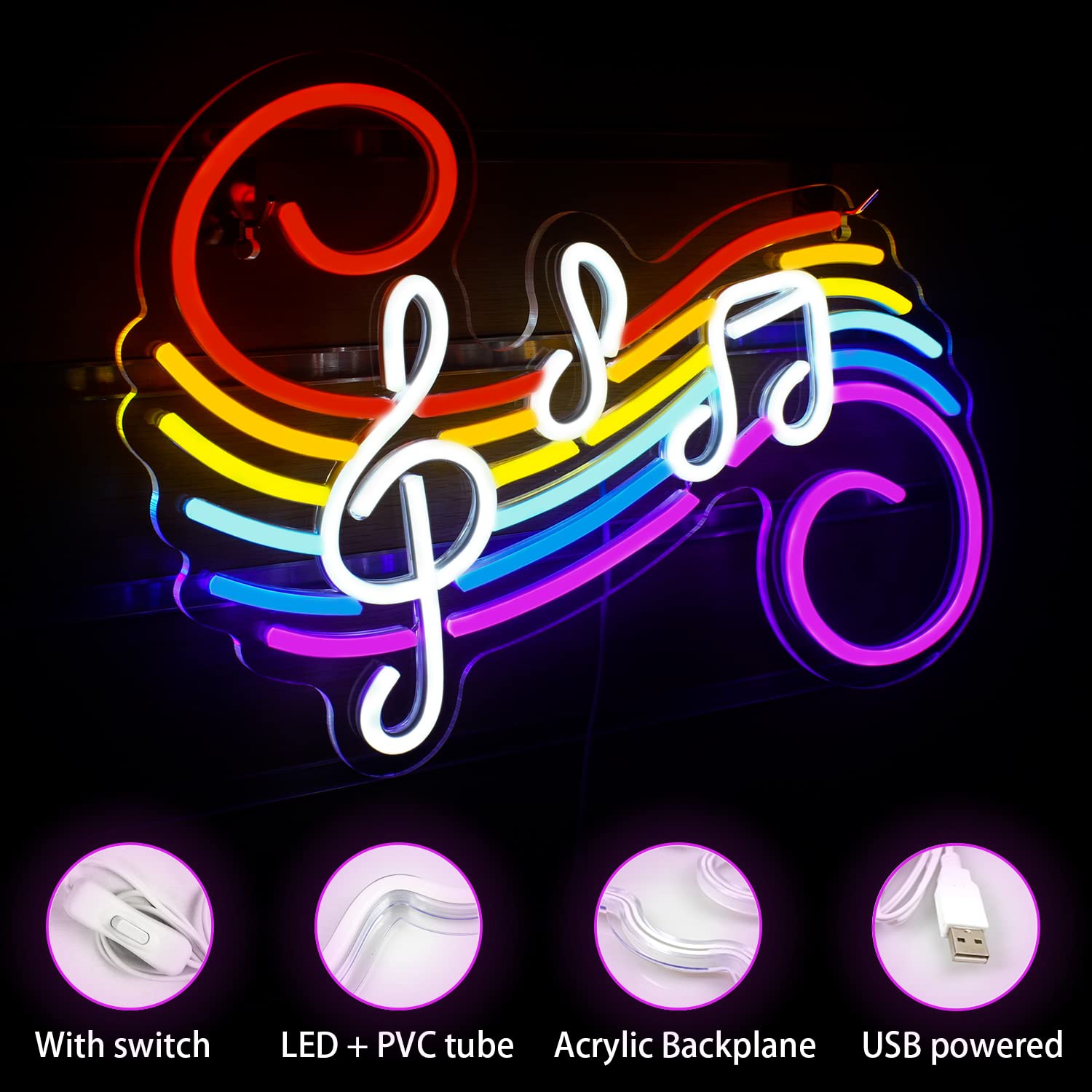 Music Notes Neon Sign Customiz - Lighting Decor Wedding 评论和价格