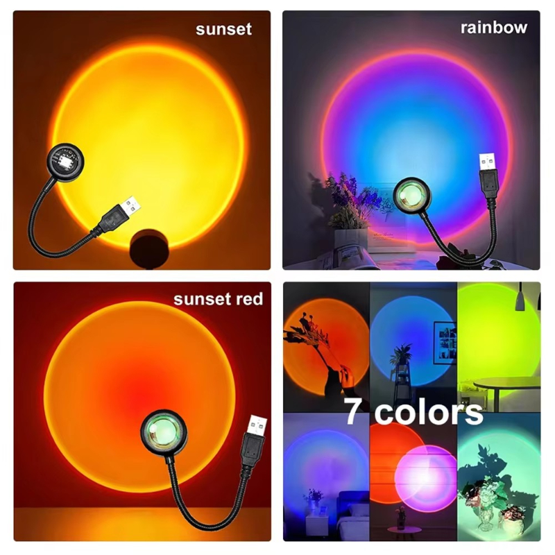 1-4pcs Sunset Lamp LED Rainbow - Sunset Lamp Projection 评论和价格