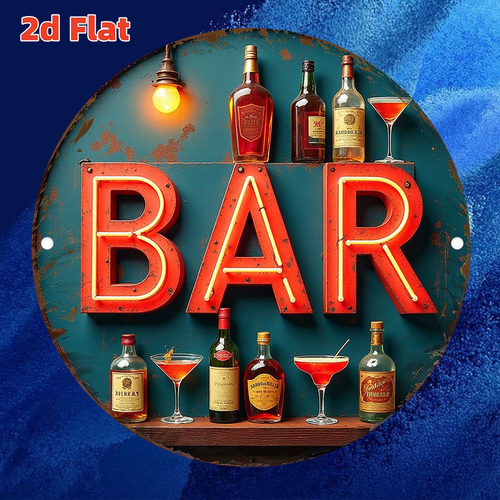 2D Metal Sign, Vintage Neon Ba - Office Lighting Decor 评论和价格