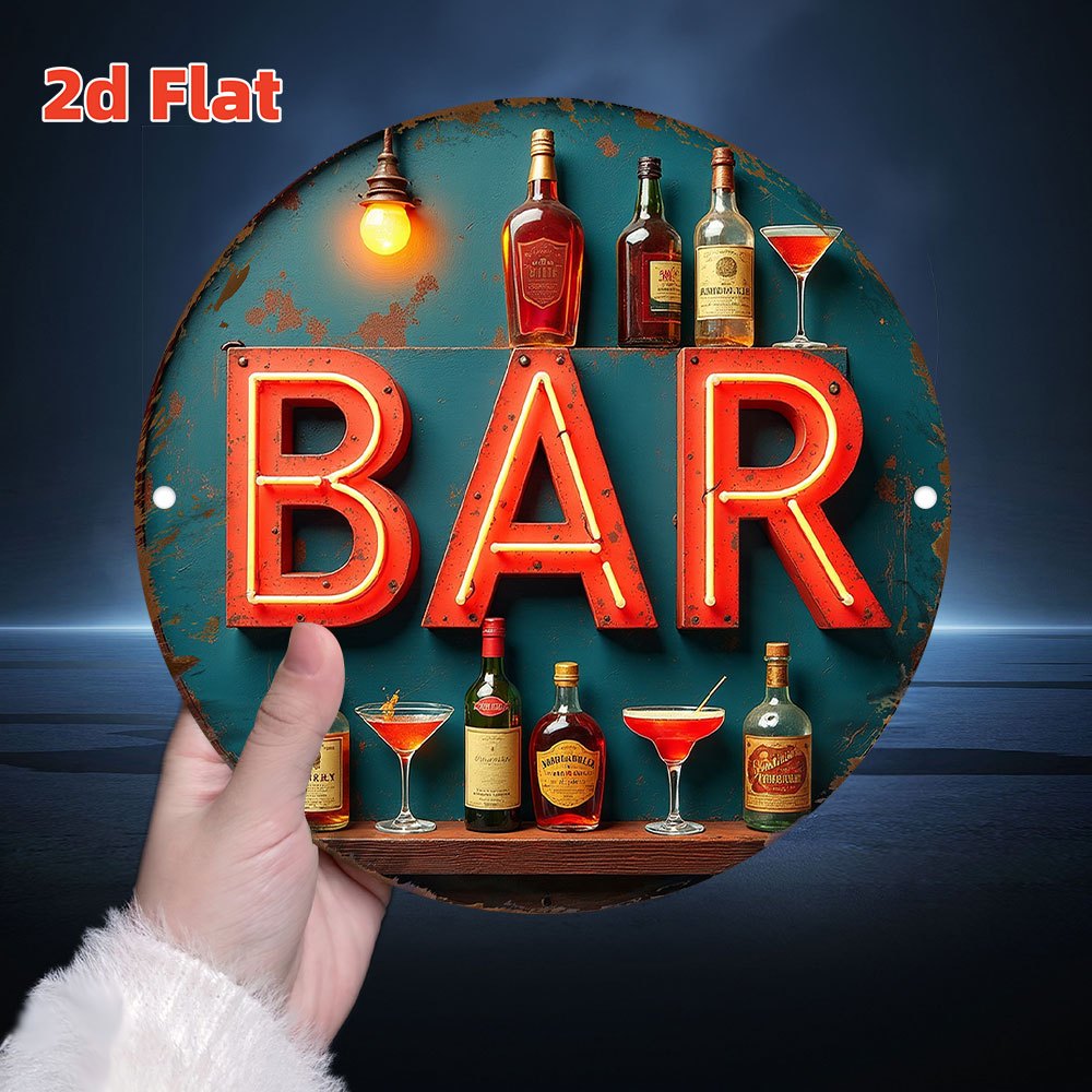 2D Metal Sign, Vintage Neon Ba - Office Lighting Decor 评论和价格