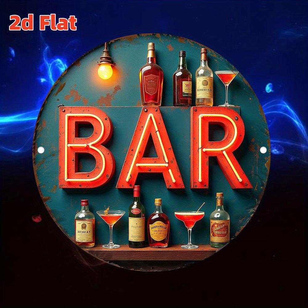 2D Metal Sign, Vintage Neon Ba - Office Lighting Decor 评论和价格