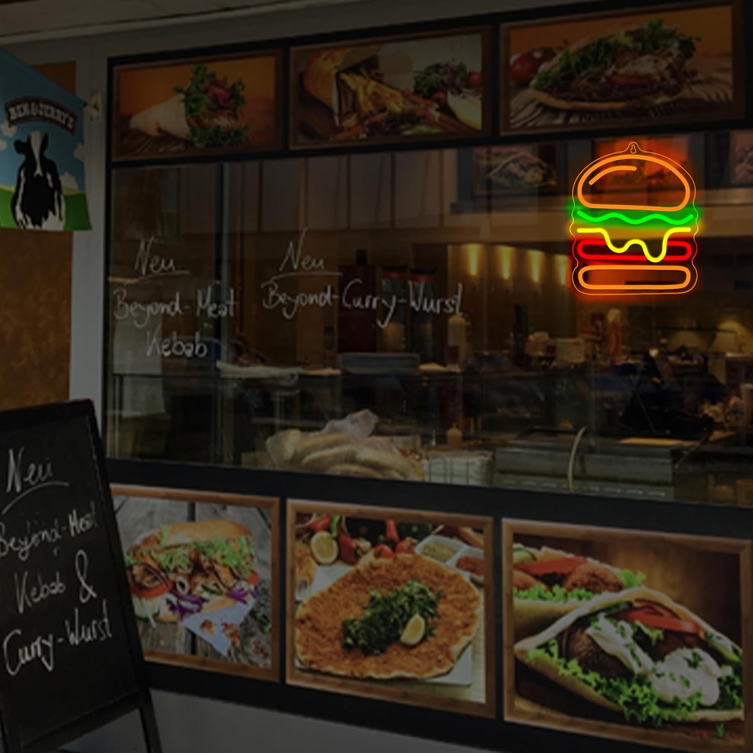 Burger Neon Sign with Layered  - Lighting Decoration Ideas For Home 评论和价格