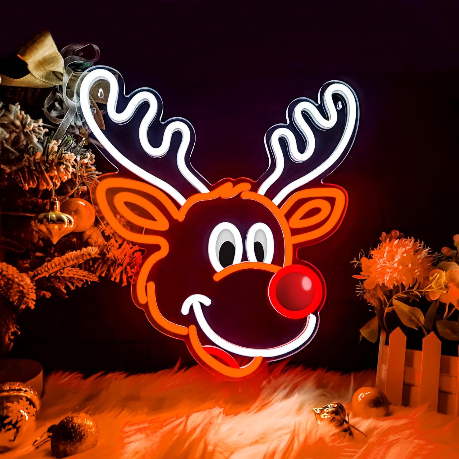 Cute Christmas Reindeer Neon S - Lighting Decoration Ideas For Home 评论和价格