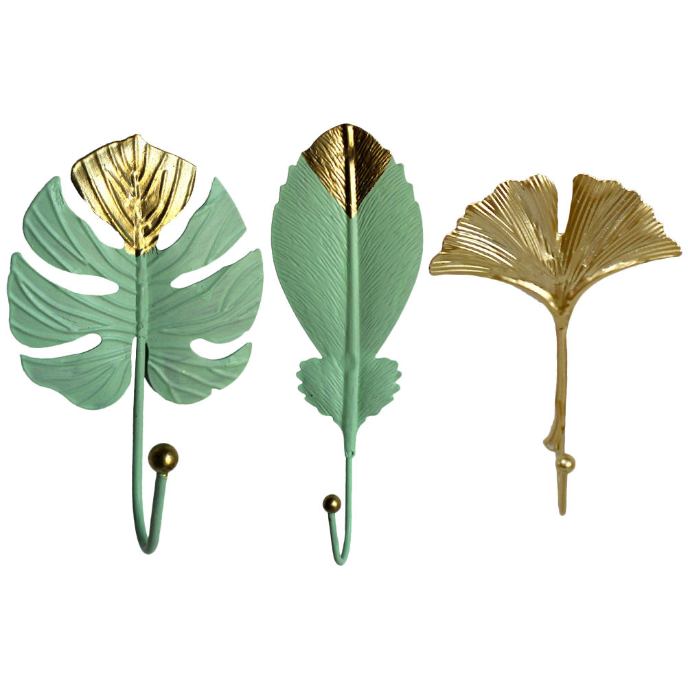 3Pcs Mini Leaf Shape Wall Hook - Office Lighting Decor 评论和价格